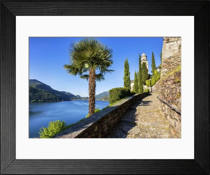 Framed Print : Switzerland, Ticino Canton, Lago di Lugano, Santa Maria del Sasso Framed Print : Switzerland, Ticino Canton, Lago di Lugano, Santa Maria del Sasso