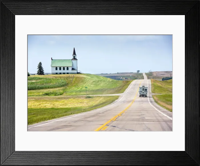 Framed Print : USA, North Dakota, The Closed James River Lutheran Church, Highway 200, Camper Framed Print : USA, North Dakota, The Closed James River Lutheran Church, Highway 200, Camper