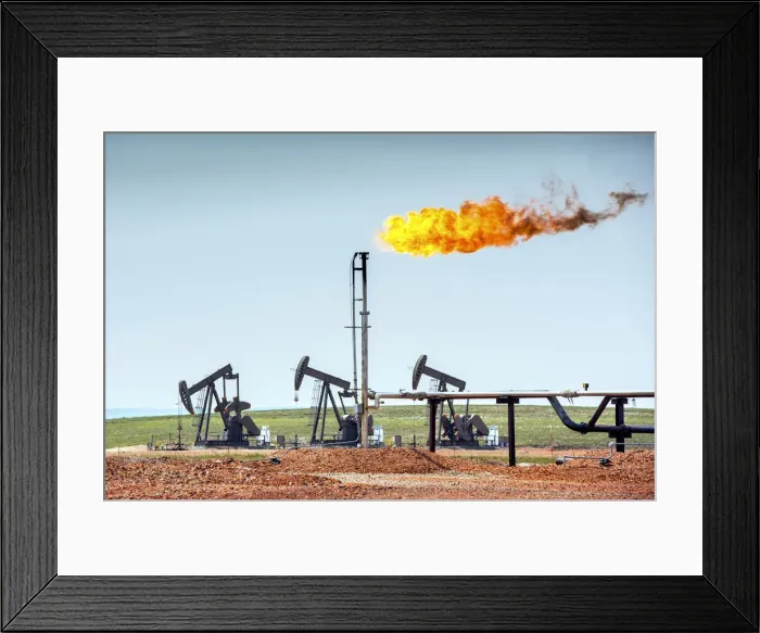 Framed Print : USA, North Dakota, Killdeer, Oil Well, Yellow Flame Is Flaring And is Disposing Natural Framed Print : USA, North Dakota, Killdeer, Oil Well, Yellow Flame Is Flaring And is Disposing Natural