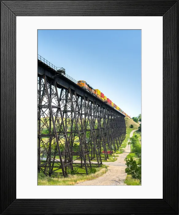 Framed Print : USA, North Dakota, Minot, High Line Railroad Bridge, Hi-Line, Freight Train Framed Print : USA, North Dakota, Minot, High Line Railroad Bridge, Hi-Line, Freight Train