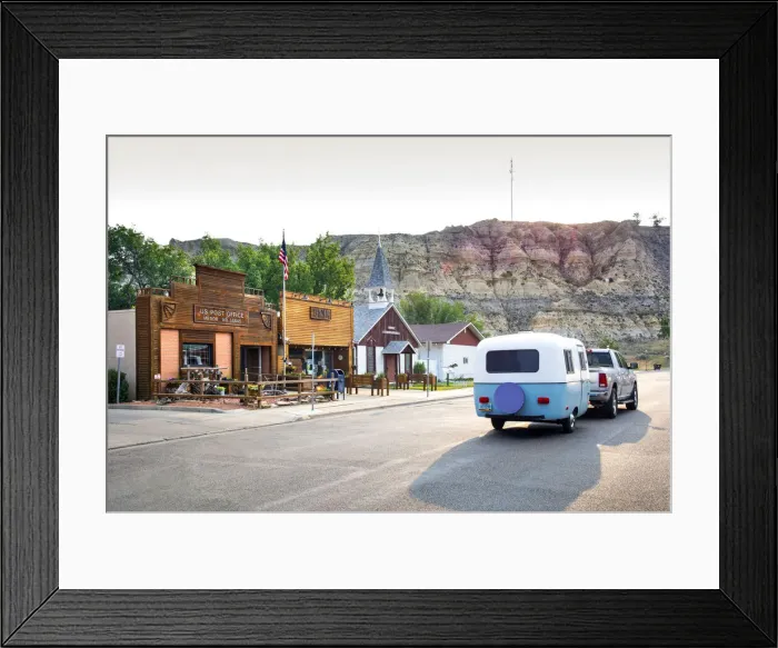 Framed Print : USA, North Dakota, Theodore Roosevelt National Park, South Unit, Small Town Of Medora
