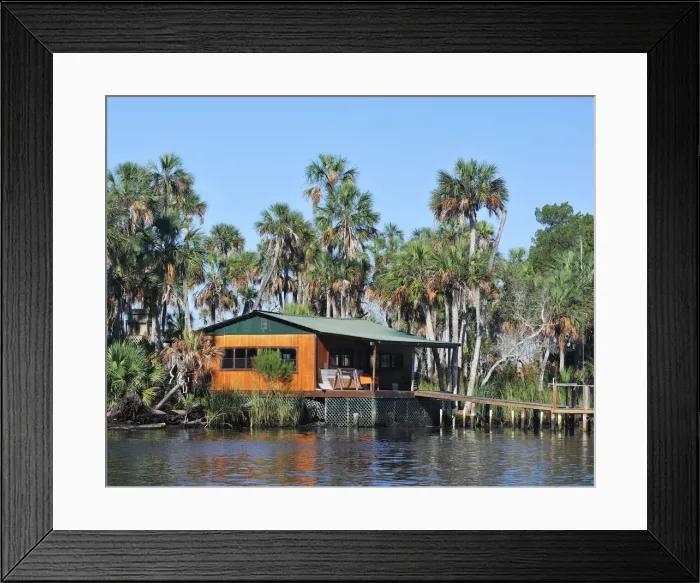 Framed Print : Fishing Cabin along waterway at Chassahowitzka National Wildlife River Refuge Framed Print : Fishing Cabin along waterway at Chassahowitzka National Wildlife River Refuge