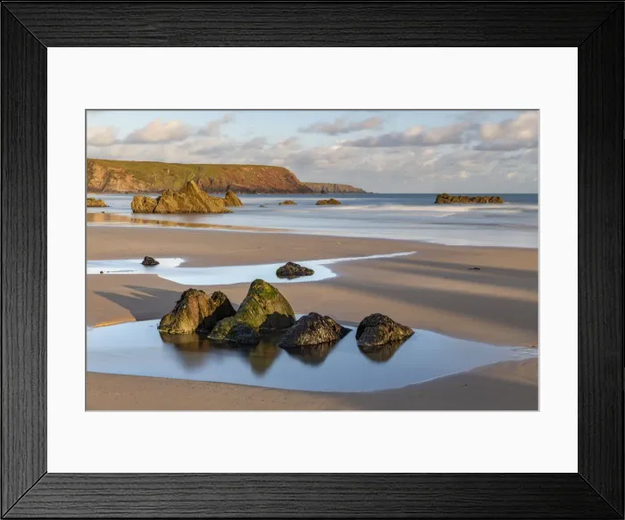 Framed Print : Deserted sandy shores at Marloes Sands in the Pembrokeshire Coast National Park, Wales Framed Print : Deserted sandy shores at Marloes Sands in the Pembrokeshire Coast National Park, Wales