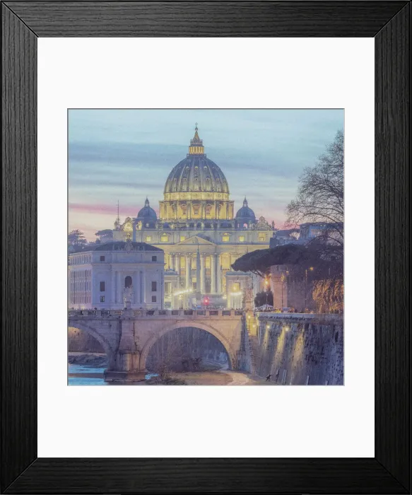 Framed Print : Italy, Lazio, Rome, River Tiber, St. Peters Basilica