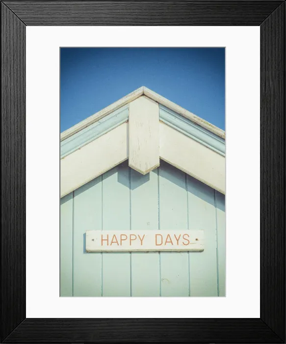 Framed Print : UK, England, Suffolk, Southwold, Beach Hut, Happy Days