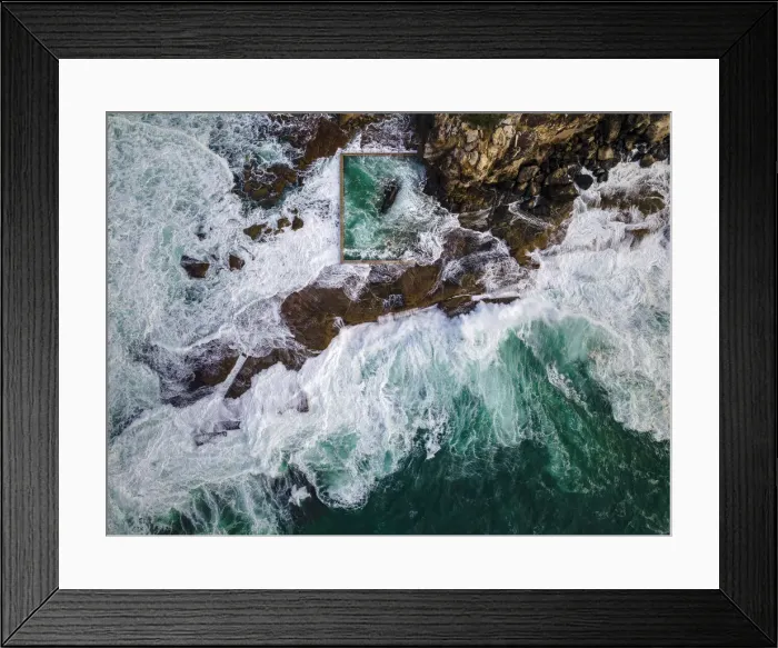 Framed Print : Aerial of North Curl Curl Rockpool, New South Wales, Australia Framed Print : Aerial of North Curl Curl Rockpool, New South Wales, Australia