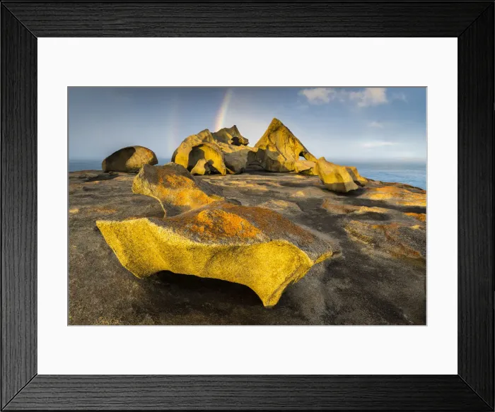 Framed Print : Rainbow over Remarkable Rocks, Flinders Chase National, Kangaroo Island, South Australia Framed Print : Rainbow over Remarkable Rocks, Flinders Chase National, Kangaroo Island, South Australia