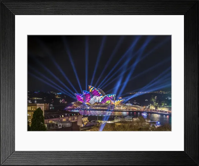 Framed Print : Sydney Opera House illuminated with lasers and projections during Vivid Sydney festival Framed Print : Sydney Opera House illuminated with lasers and projections during Vivid Sydney festival