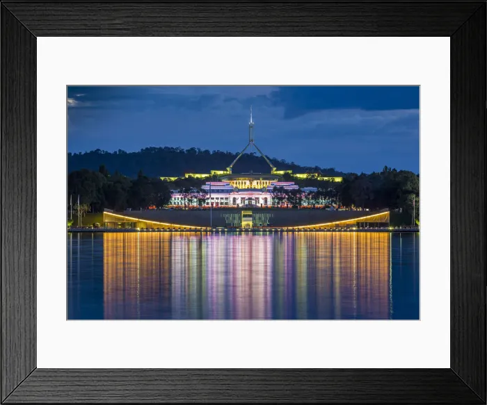 Framed Print : Old Parliament House illuminated during the Enlighten Festival, Canberra