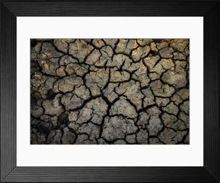 Framed Print : Cracked mud in dry billabong, Bamurru Plains, Northern Territory, Australia