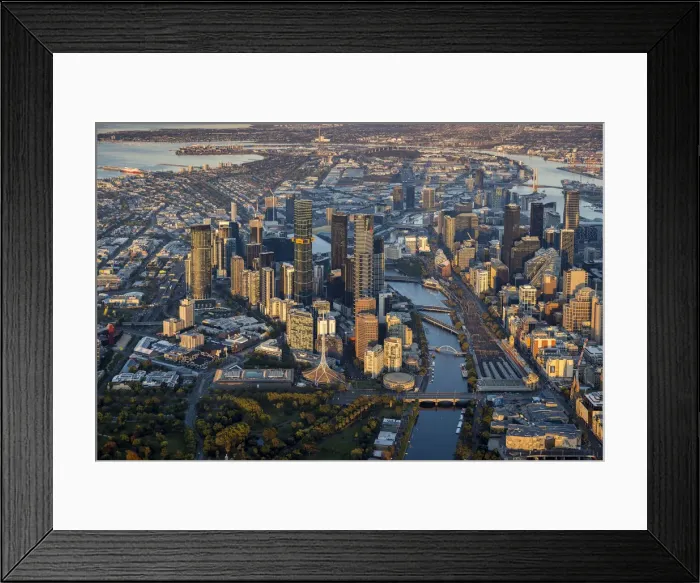 Framed Print : Aerial of central business district and Yarra River, Melbourne, Victoria, Australia Framed Print : Aerial of central business district and Yarra River, Melbourne, Victoria, Australia