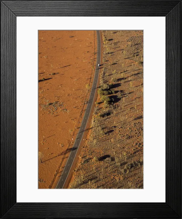 Framed Print : Aerial of the Lasseter Highway, Yulara, Northern Territory, Australia Framed Print : Aerial of the Lasseter Highway, Yulara, Northern Territory, Australia