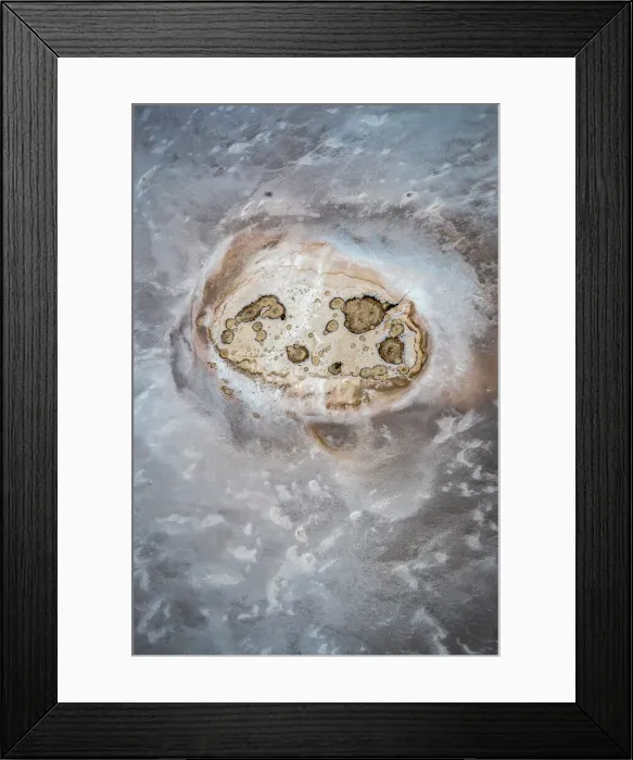 Framed Print : Aerial of mound spring at Halligan Bay, Kati Thanda-Lake Eyre, South Australia, Australia Framed Print : Aerial of mound spring at Halligan Bay, Kati Thanda-Lake Eyre, South Australia, Australia