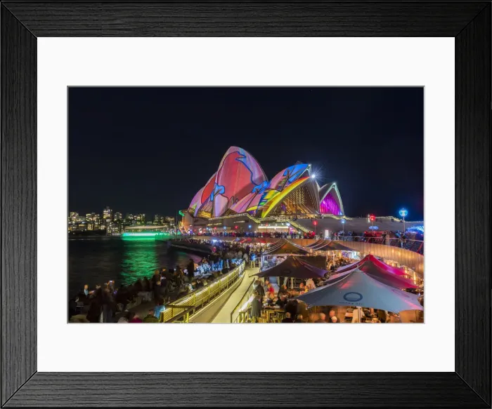 Framed Print : Opera Bar and Sydney Opera House illuminated with projections during Vivid Sydney Framed Print : Opera Bar and Sydney Opera House illuminated with projections during Vivid Sydney