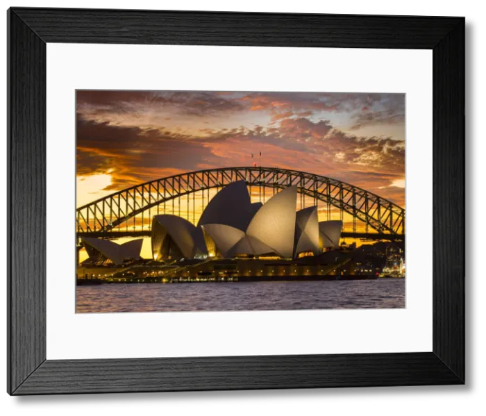 Framed Print : Sydney Opera House and Sydney Harbour Bridge at dusk, Sydney, New South Wales, Australia Framed Print : Sydney Opera House and Sydney Harbour Bridge at dusk, Sydney, New South Wales, Australia