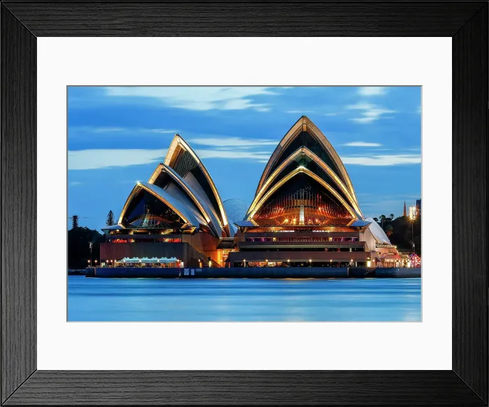 Framed Print : Sydney Opera House at dusk, Sydney, New South Wales, Australia Framed Print : Sydney Opera House at dusk, Sydney, New South Wales, Australia