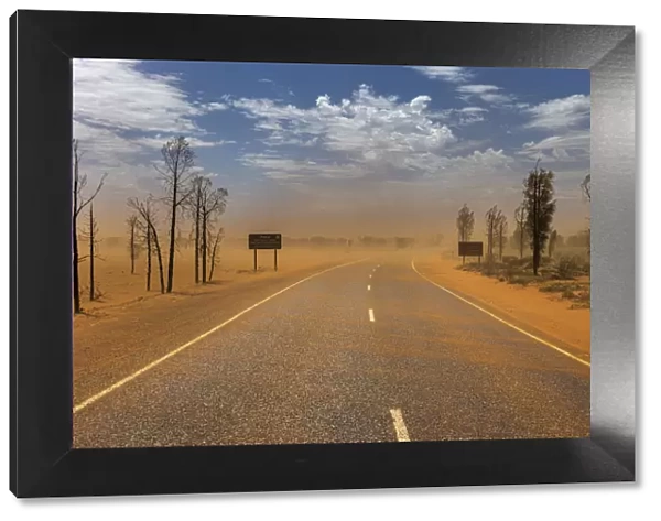 Sand storm on road to Uluru, Uluru Kata Tjuta National Park, Northern Territory