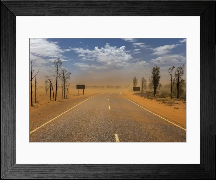 Framed Print : Sand storm on road to Uluru, Uluru Kata Tjuta National Park, Northern Territory
