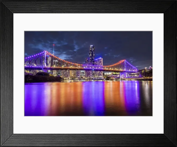 Framed Print : Story Bridge and Brisbane River at dusk, Brisbane, Queensland, Australia
