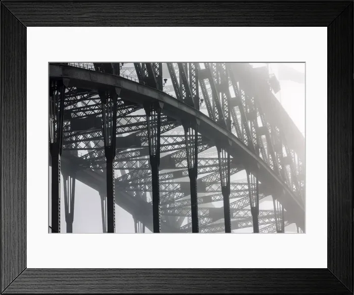 Framed Print : Detail of Sydney Harbour Bridge in fog, Sydney, New South Wales, Australia Framed Print : Detail of Sydney Harbour Bridge in fog, Sydney, New South Wales, Australia