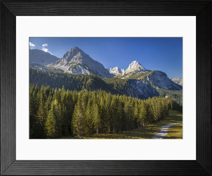 Framed Print : View of the Mieminger mountain range from the Gais valley above Ehrwald in Tirol, Tyrol Framed Print : View of the Mieminger mountain range from the Gais valley above Ehrwald in Tirol, Tyrol