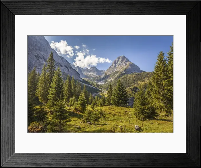 Framed Print : Path to Lake Seebensee in the Gais valley with a view of the Rauher Kopf Framed Print : Path to Lake Seebensee in the Gais valley with a view of the Rauher Kopf