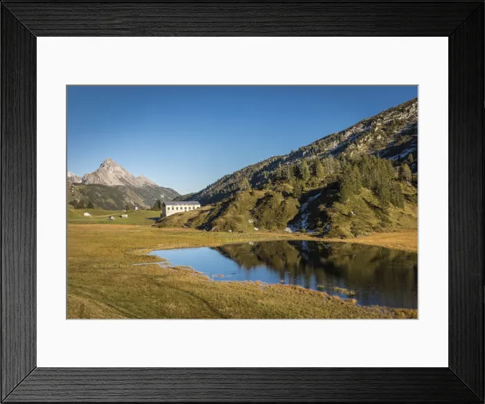 Framed Print : Lake Kalbelesee with Biberkopf (2, 599 m), Arlberg, Warth, Vorarlberg, Austria Framed Print : Lake Kalbelesee with Biberkopf (2, 599 m), Arlberg, Warth, Vorarlberg, Austria