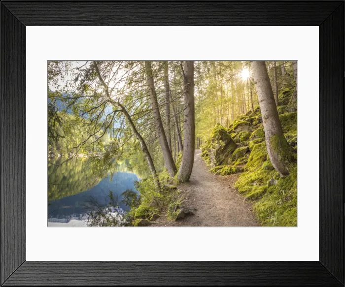 Framed Print : Path in the Lake Piburg in the Oetz valley Alps, Oetz, Tyrol, Austria Framed Print : Path in the Lake Piburg in the Oetz valley Alps, Oetz, Tyrol, Austria