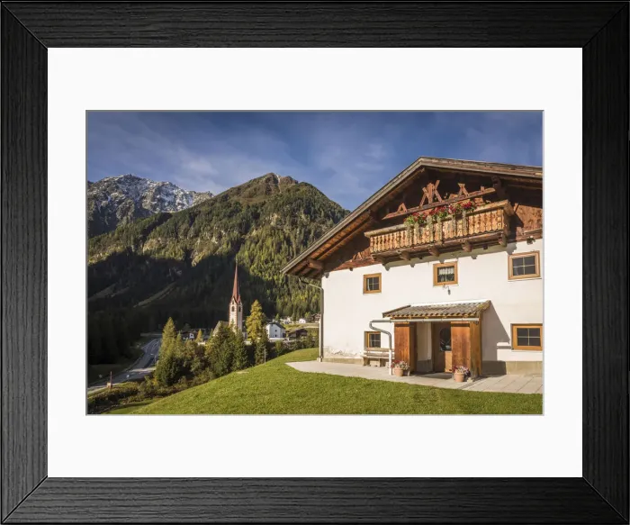 Framed Print : Farm and parish church in St. Sigmund im Sellrain, Tyrol, Austria Framed Print : Farm and parish church in St. Sigmund im Sellrain, Tyrol, Austria
