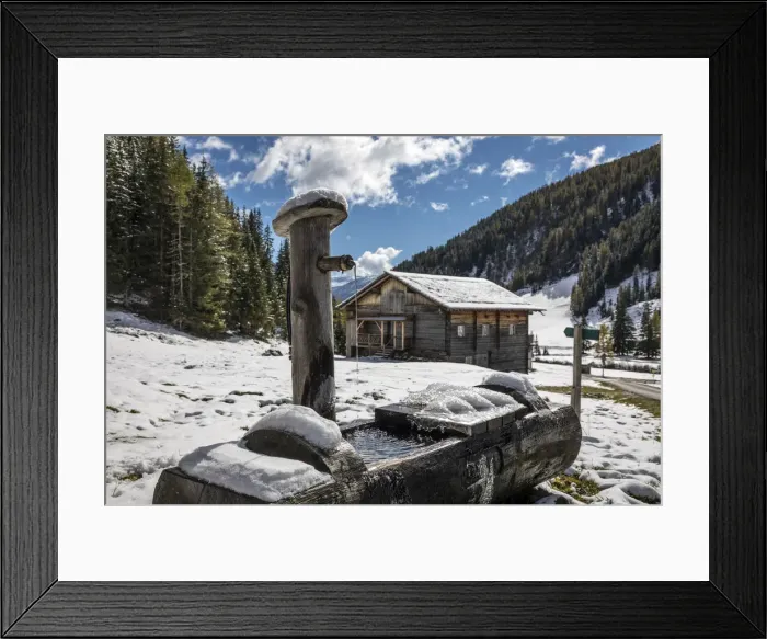 Framed Print : Fountain on the Alp Unterstalleralm, Innervillgraten, Villgraten valley, East Tyrol