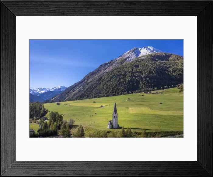 Framed Print : Filial church St. Georg in Grossdorf with Rotelkogel (2, 762 m), Kals am Grossglockner Framed Print : Filial church St. Georg in Grossdorf with Rotelkogel (2, 762 m), Kals am Grossglockner