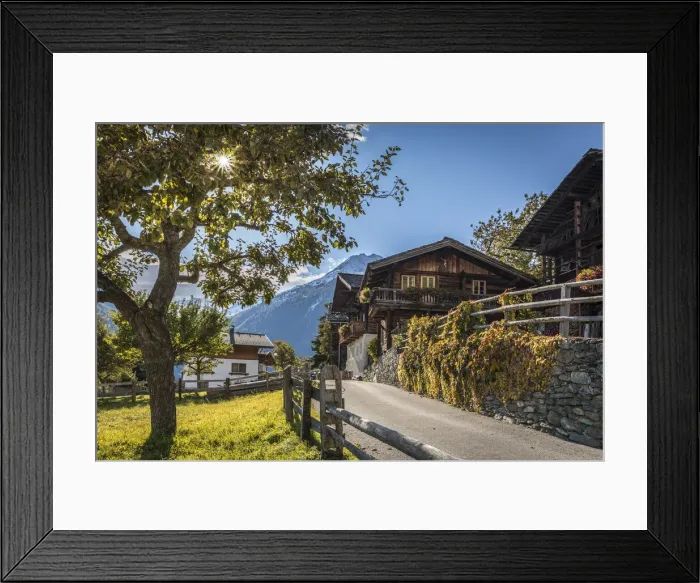 Framed Print : Village center of Obermauern, Virgen valley, East Tyrol, Austria