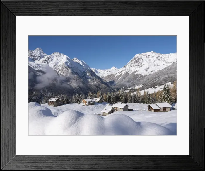 Framed Print : Little village of Barchi after the first snowfall, Valtellina, Sondrio Province, Lombardy Framed Print : Little village of Barchi after the first snowfall, Valtellina, Sondrio Province, Lombardy