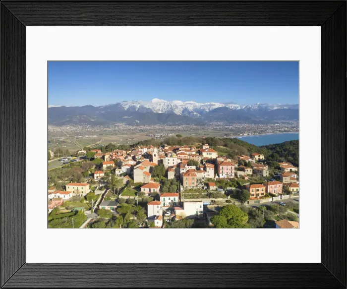 Framed Print : Montemarcello with in background the Apun Alps, municipality of Ameglia Framed Print : Montemarcello with in background the Apun Alps, municipality of Ameglia