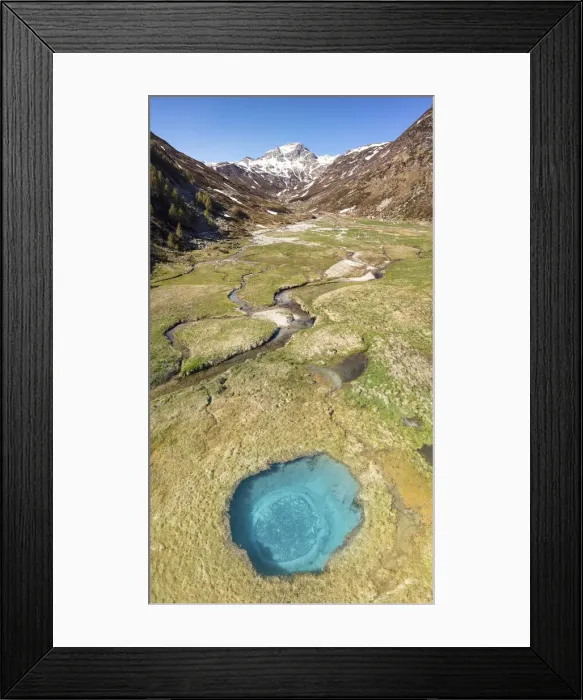 Framed Print : Blue hole near to Madesimo & Pizzo Spadolazzo mountain, Orobie Alps, Valtellina