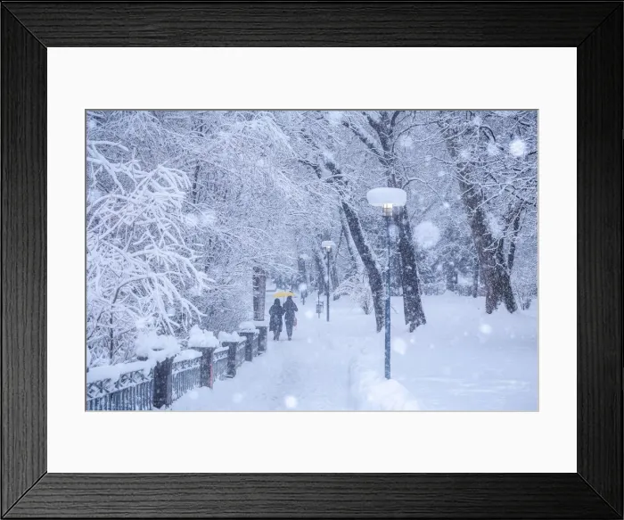 Framed Print : People walking on the Inn Promenade on a snowy day, Innsbruck, Tyrol, Austria Framed Print : People walking on the Inn Promenade on a snowy day, Innsbruck, Tyrol, Austria
