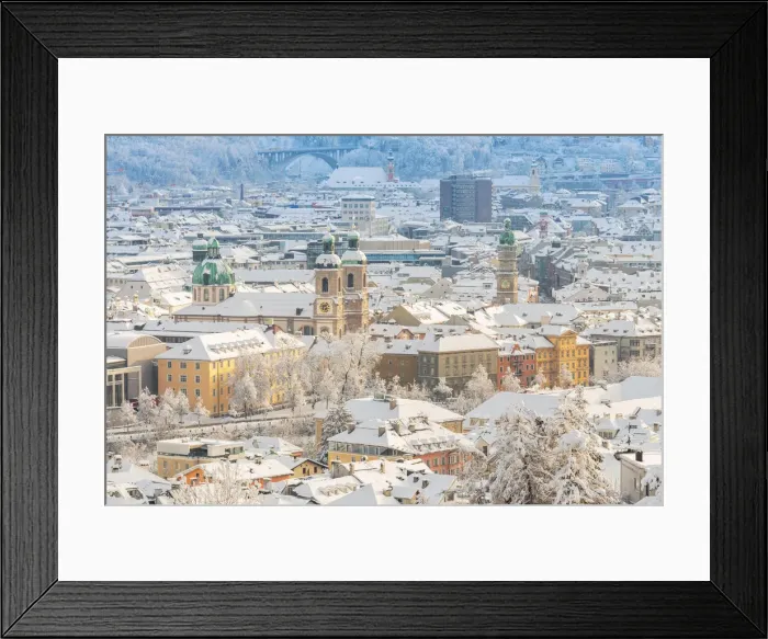 Framed Print : The snow covered rooftops of the old city of Innsbruck, Tyrol, Austria Framed Print : The snow covered rooftops of the old city of Innsbruck, Tyrol, Austria