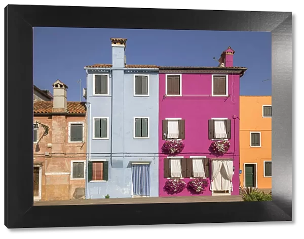 Italy, Veneto, Venice, Burano island, typical colored houses