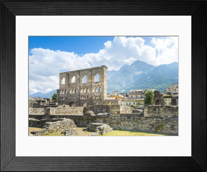 Framed Print : Roman theatre, Aosta, Vallee d Aoste, Italian alps, Italy