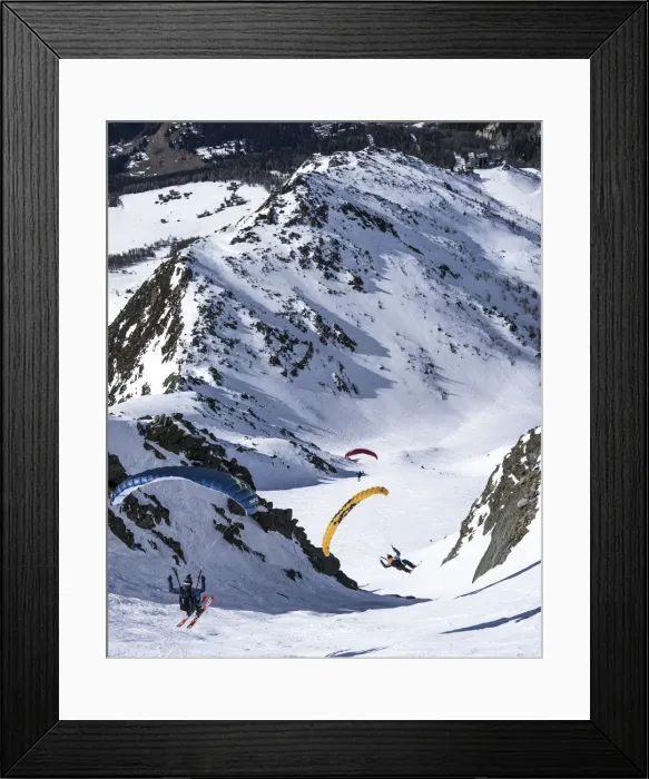 Framed Print : Colorful speedriders in Pizzo Groppera, Lombardy region, Italian Alps, Italy Framed Print : Colorful speedriders in Pizzo Groppera, Lombardy region, Italian Alps, Italy
