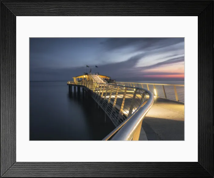 Framed Print : Long oral exposure on the jetty of Lido di Camaiore, province of Lucca, Versilia, Tuscany