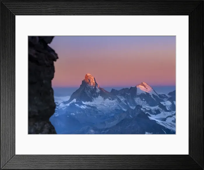 Framed Print : Matterhorn and Dent d Herens at sunrise from Nadelgrat Framed Print : Matterhorn and Dent d Herens at sunrise from Nadelgrat