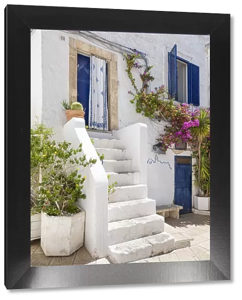 Small street in the white village of Ostuni (province of Brindisi, Salento, Apulia)
