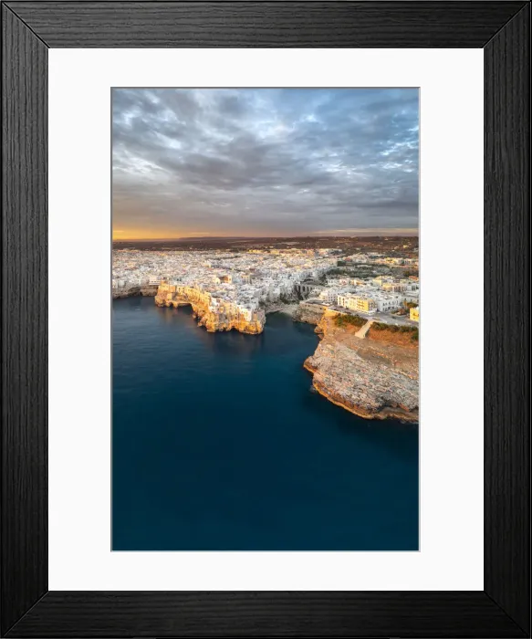 Framed Print : Polignano a Mare during a summer sunrise (province of Bari, Apulia, Italy)