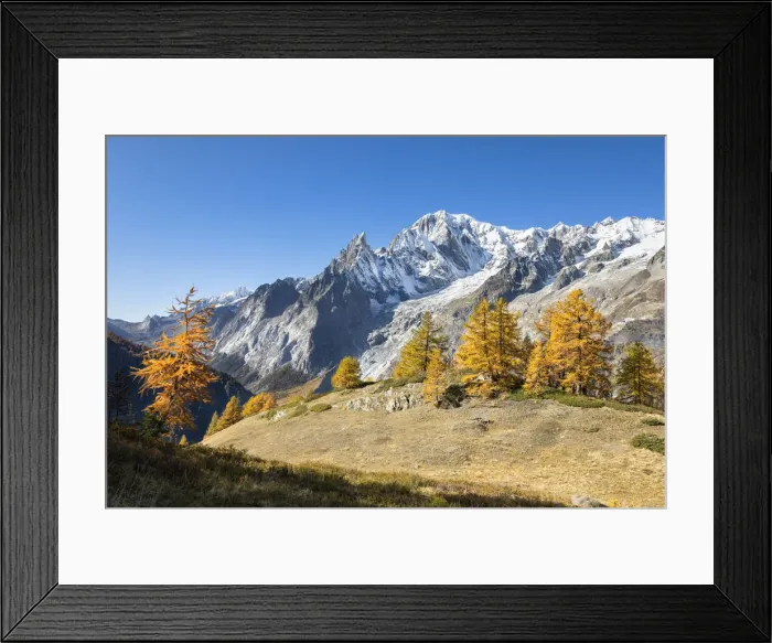 Framed Print : Mont Blanc Massif from the path to the Bertone Refuge during the Mont Blanc hiking tours Framed Print : Mont Blanc Massif from the path to the Bertone Refuge during the Mont Blanc hiking tours