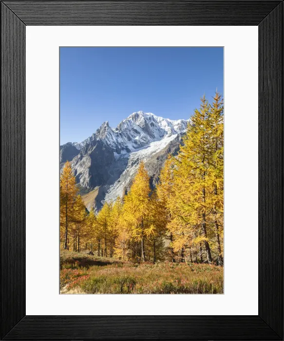 Framed Print : Mont Blanc Massif from the path to the Bertone Refuge during the Mont Blanc hiking tours Framed Print : Mont Blanc Massif from the path to the Bertone Refuge during the Mont Blanc hiking tours