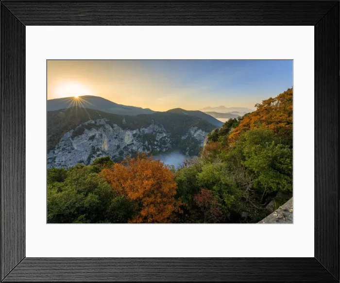Framed Print : Italy, Marche, Furlo Gorge, River Condigliano in the fog Framed Print : Italy, Marche, Furlo Gorge, River Condigliano in the fog