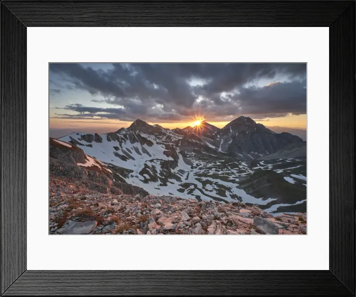 Framed Print : Late spring sunset over Gran Sasso highest peaks - Gran Sasso National Park - Abruzzo Framed Print : Late spring sunset over Gran Sasso highest peaks - Gran Sasso National Park - Abruzzo
