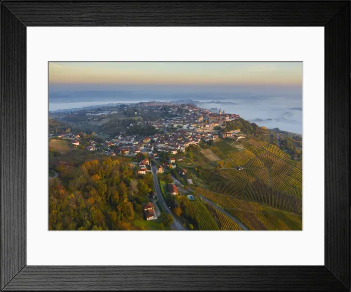 Framed Print : La Morra at sunrise, Cuneo, Langhe e Roero, Piedmont, Italy Framed Print : La Morra at sunrise, Cuneo, Langhe e Roero, Piedmont, Italy