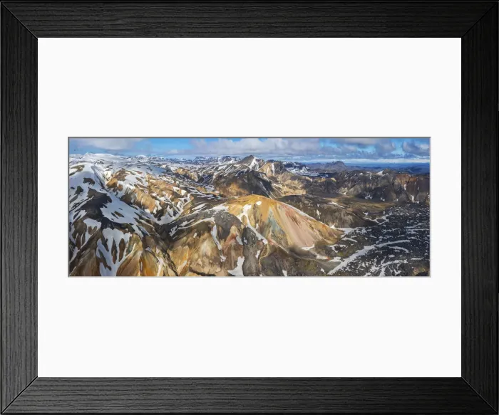 Framed Print : Aerial and panoramic view of Landmannalaugar colorful rhyolite mountains